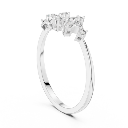 925 Silver Moissanite Nature-Inspired Cluster Engagement Ring 14K Gold Plated