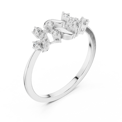 925 Silver Moissanite Nature-Inspired Cluster Engagement Ring 14K Gold Plated