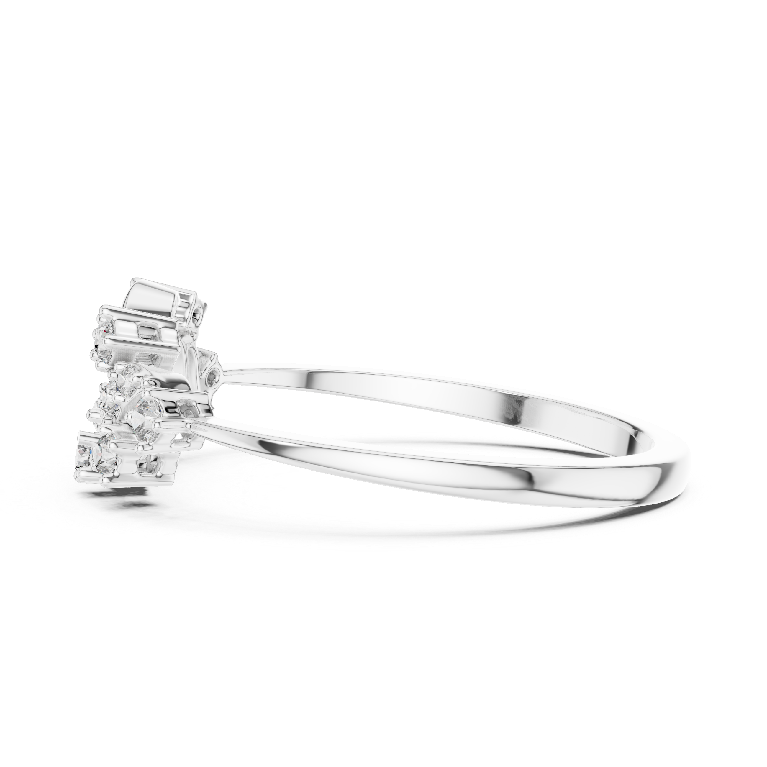 925 Silver Moissanite Nature-Inspired Cluster Engagement Ring 14K Gold Plated