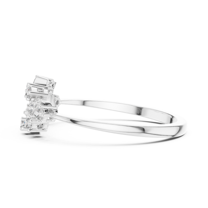 925 Silver Moissanite Nature-Inspired Cluster Engagement Ring 14K Gold Plated