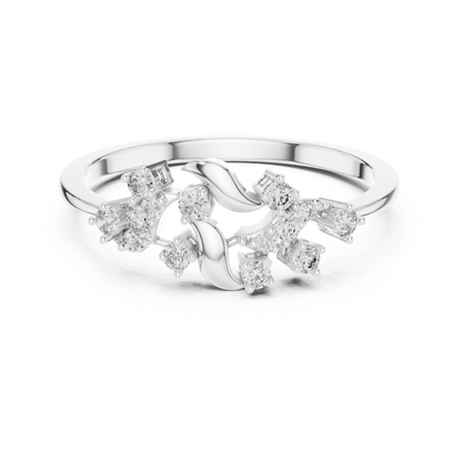 925 Silver Moissanite Nature-Inspired Cluster Engagement Ring 14K Gold Plated