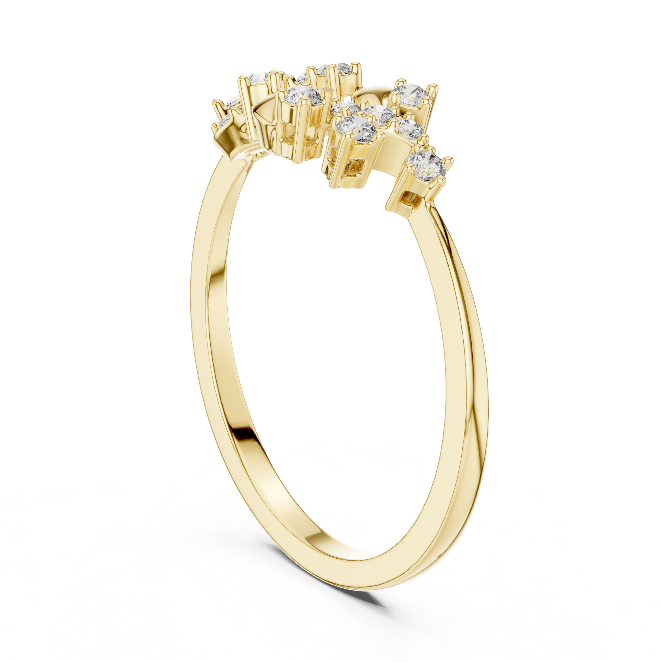 925 Silver Moissanite Nature-Inspired Cluster Engagement Ring 14K Gold Plated