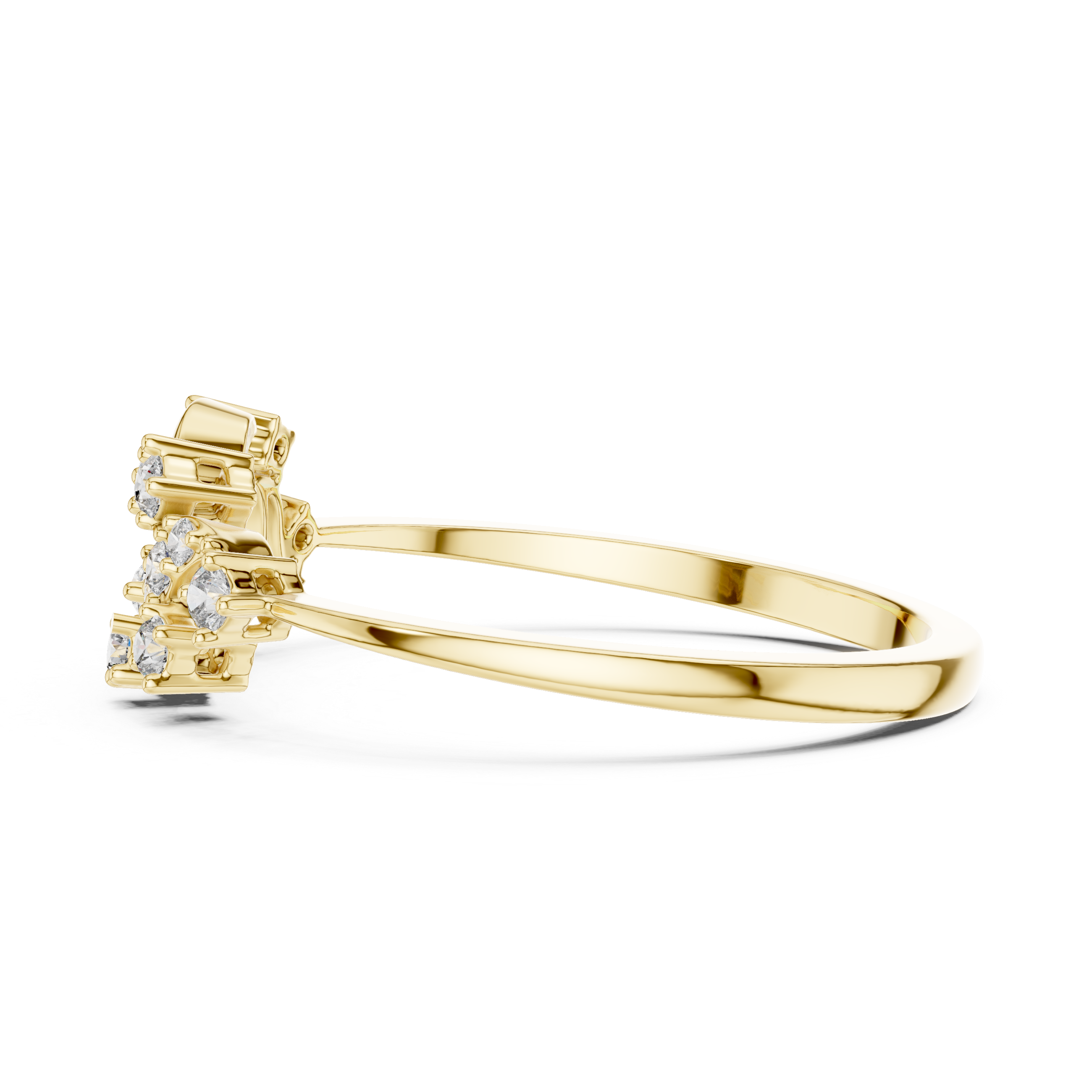 925 Silver Moissanite Nature-Inspired Cluster Engagement Ring 14K Gold Plated