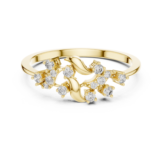 925 Silver Moissanite Nature-Inspired Cluster Engagement Ring 14K Gold Plated