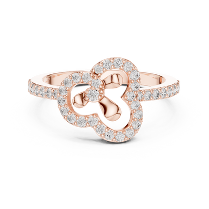 925 Silver Moissanite Abstract Floral Clover Halo Engagement Ring 14K Gold Plated