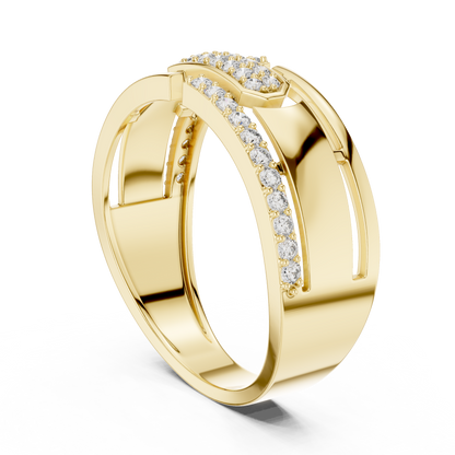 925 Silver Moissanite Mens Pave Band Ring 14k Gold Plated