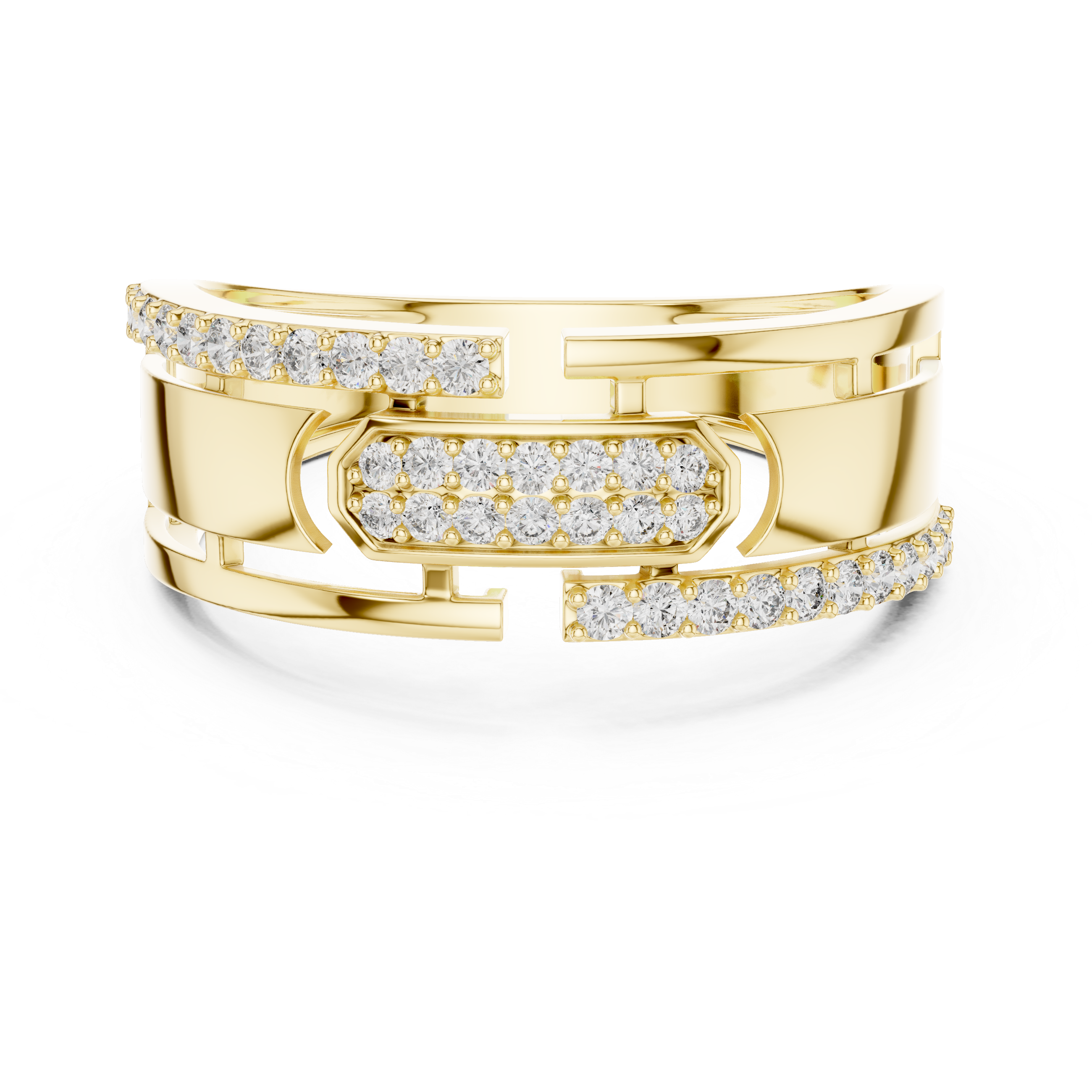 925 Silver Moissanite Mens Pave Band Ring 14k Gold Plated