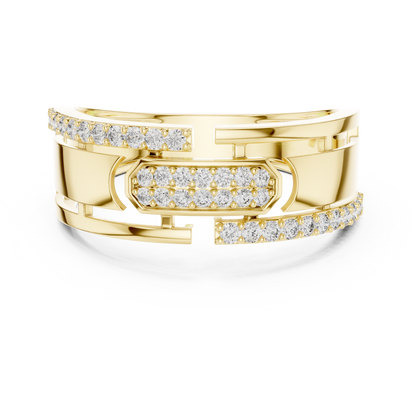 925 Silver Moissanite Mens Pave Band Ring 14k Gold Plated