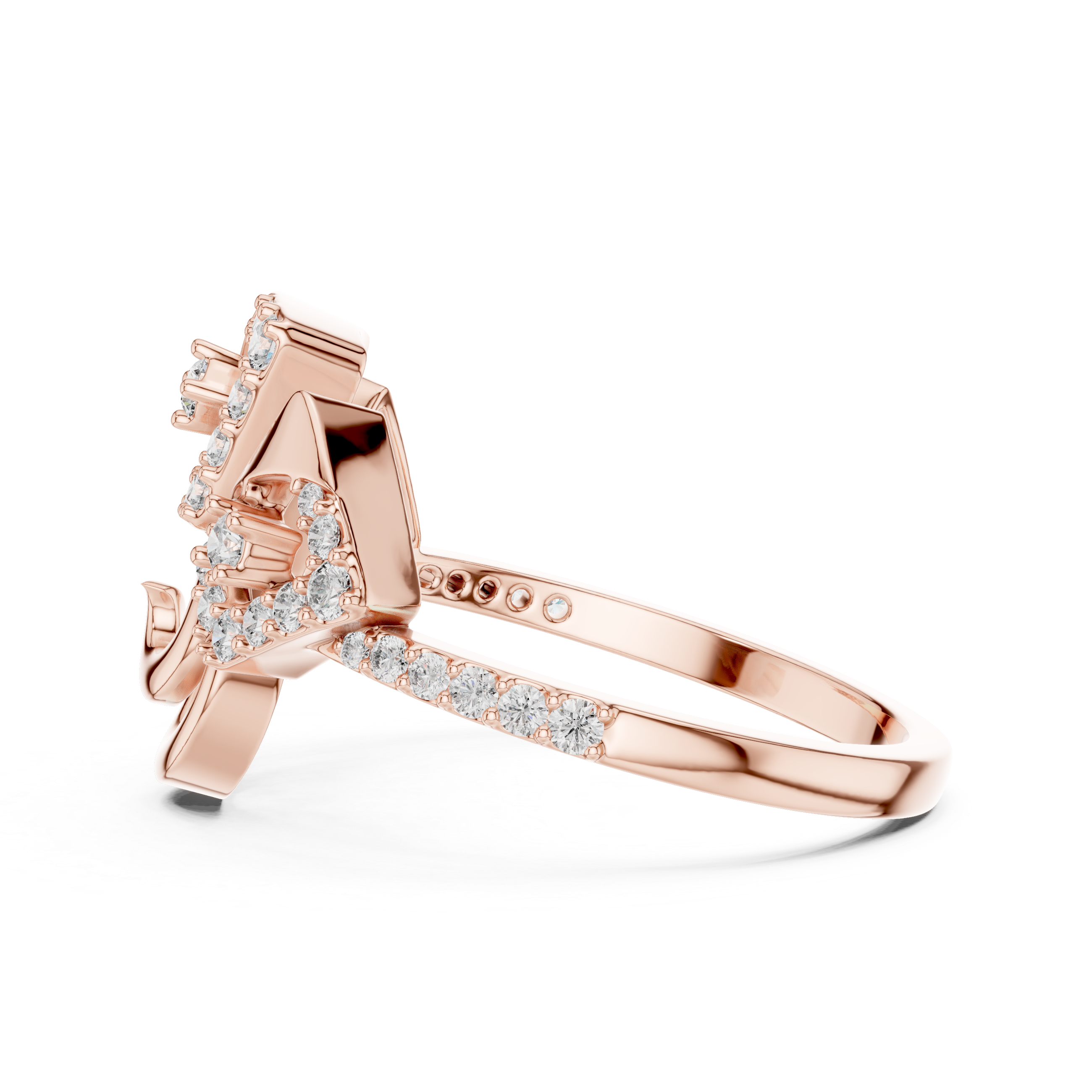 925 Silver Moissanite Art Deco Triple-Panel Spiral Statement Engagement Ring 14K Gold Plated