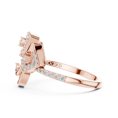 925 Silver Moissanite Art Deco Triple-Panel Spiral Statement Engagement Ring 14K Gold Plated