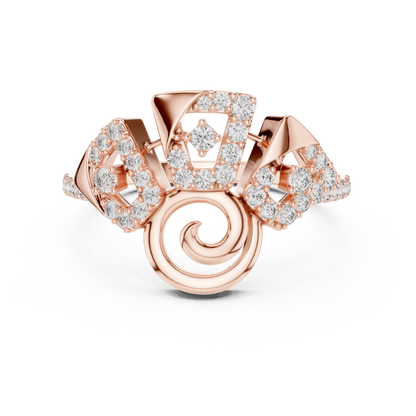 925 Silver Moissanite Art Deco Triple-Panel Spiral Statement Engagement Ring 14K Gold Plated