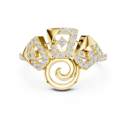 925 Silver Moissanite Art Deco Triple-Panel Spiral Statement Engagement Ring 14K Gold Plated