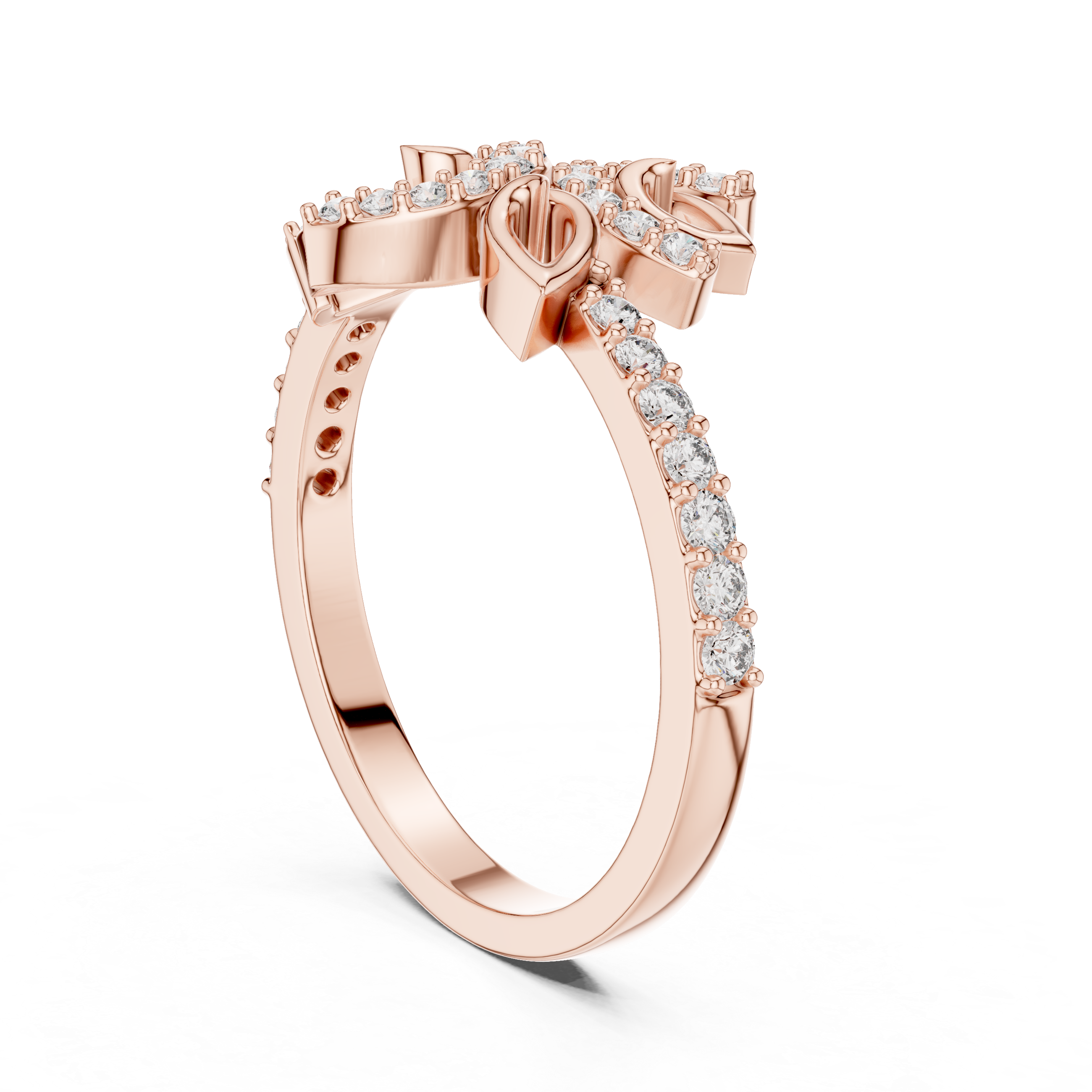 925 Silver Moissanite Nature-Inspired Leaf And Vine Cluster Ring 14K Gold Plated