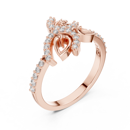 925 Silver Moissanite Nature-Inspired Leaf And Vine Cluster Ring 14K Gold Plated