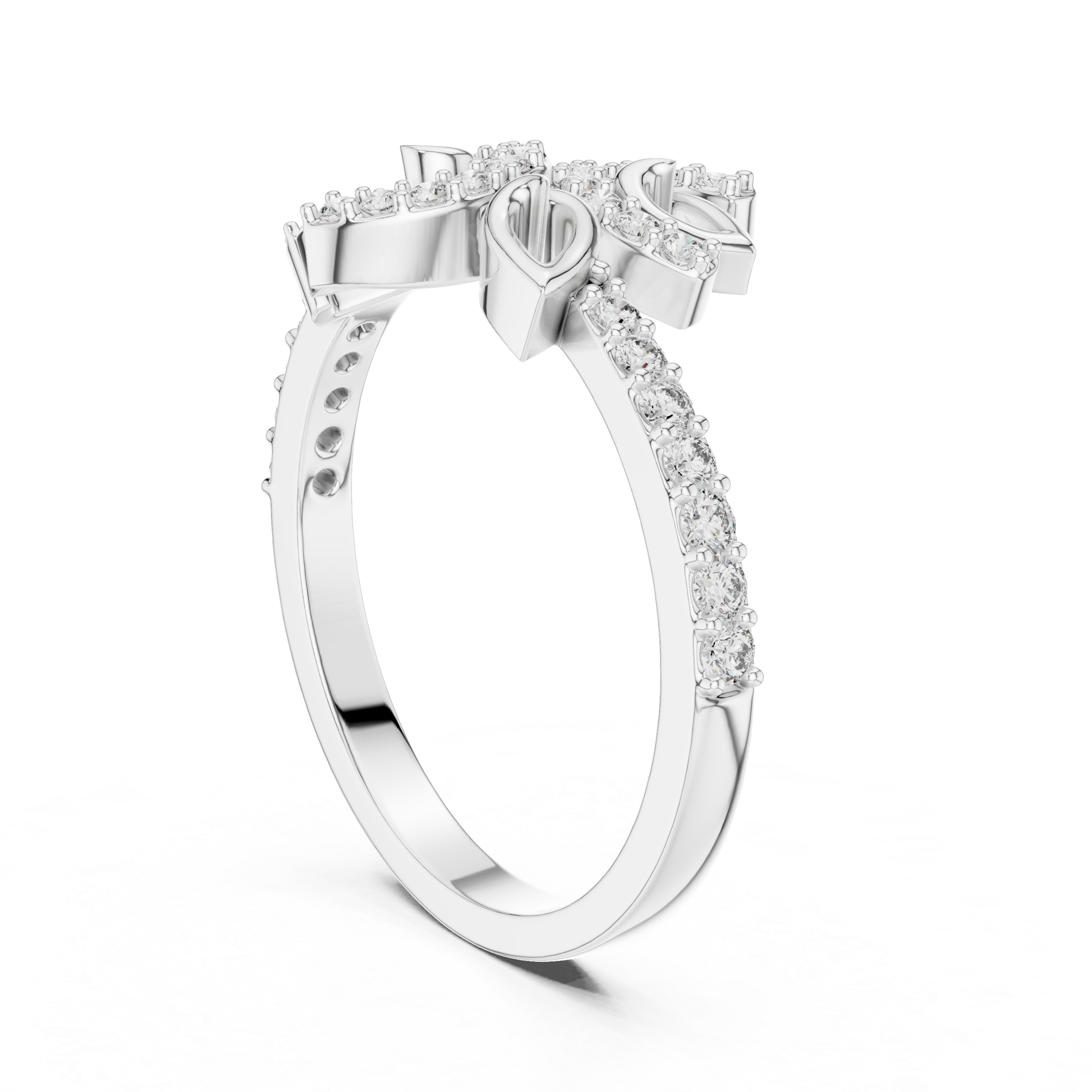 925 Silver Moissanite Nature-Inspired Leaf And Vine Cluster Ring 14K Gold Plated