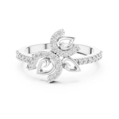 925 Silver Moissanite Nature-Inspired Leaf And Vine Cluster Ring 14K Gold Plated