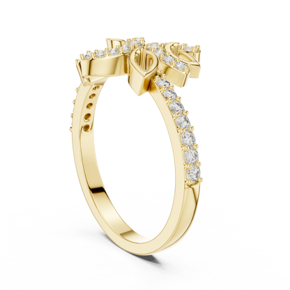 925 Silver Moissanite Nature-Inspired Leaf And Vine Cluster Ring 14K Gold Plated