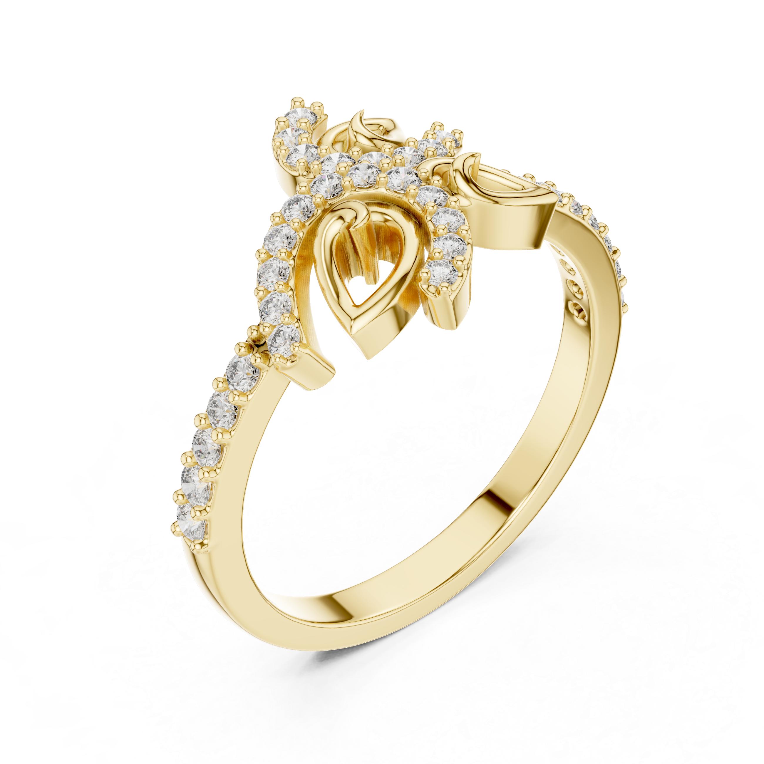 925 Silver Moissanite Nature-Inspired Leaf And Vine Cluster Ring 14K Gold Plated