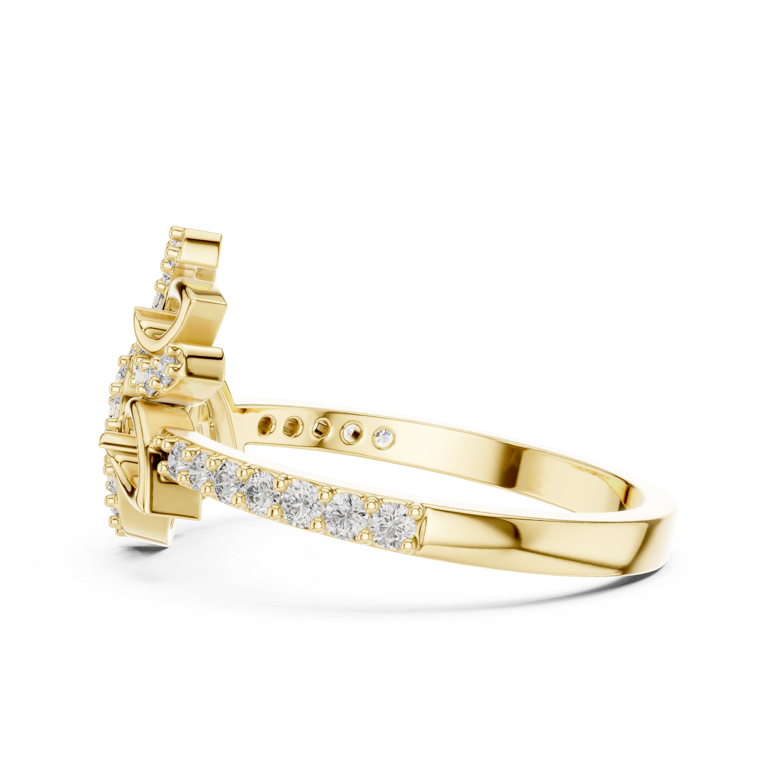 925 Silver Moissanite Nature-Inspired Leaf And Vine Cluster Ring 14K Gold Plated