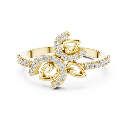 925 Silver Moissanite Nature-Inspired Leaf And Vine Cluster Ring 14K Gold Plated
