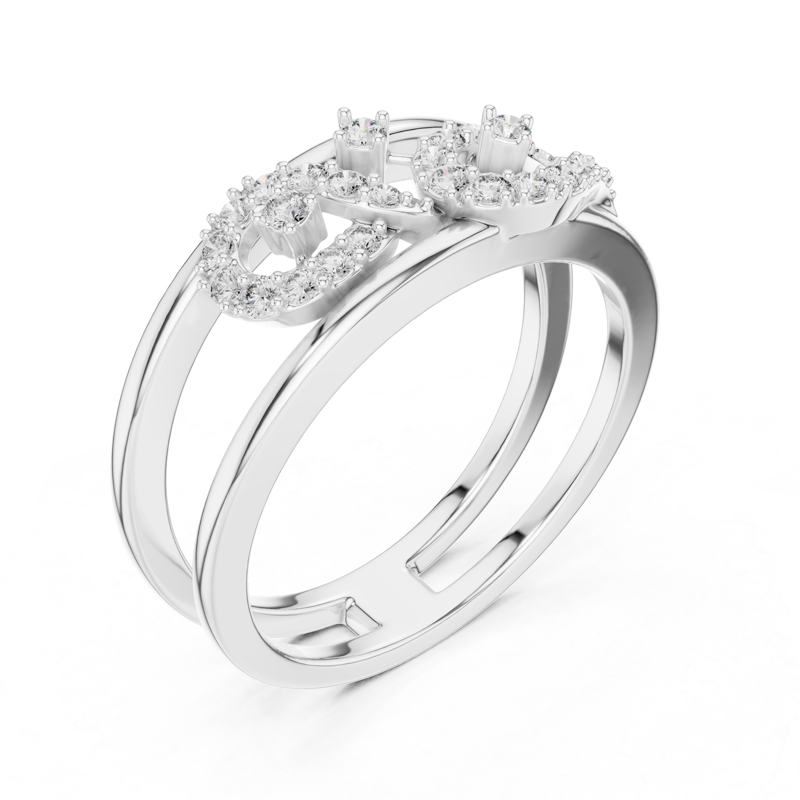 925 Silver Moissanite Geometric Infinity Double-Band Ring 14K Gold Plated