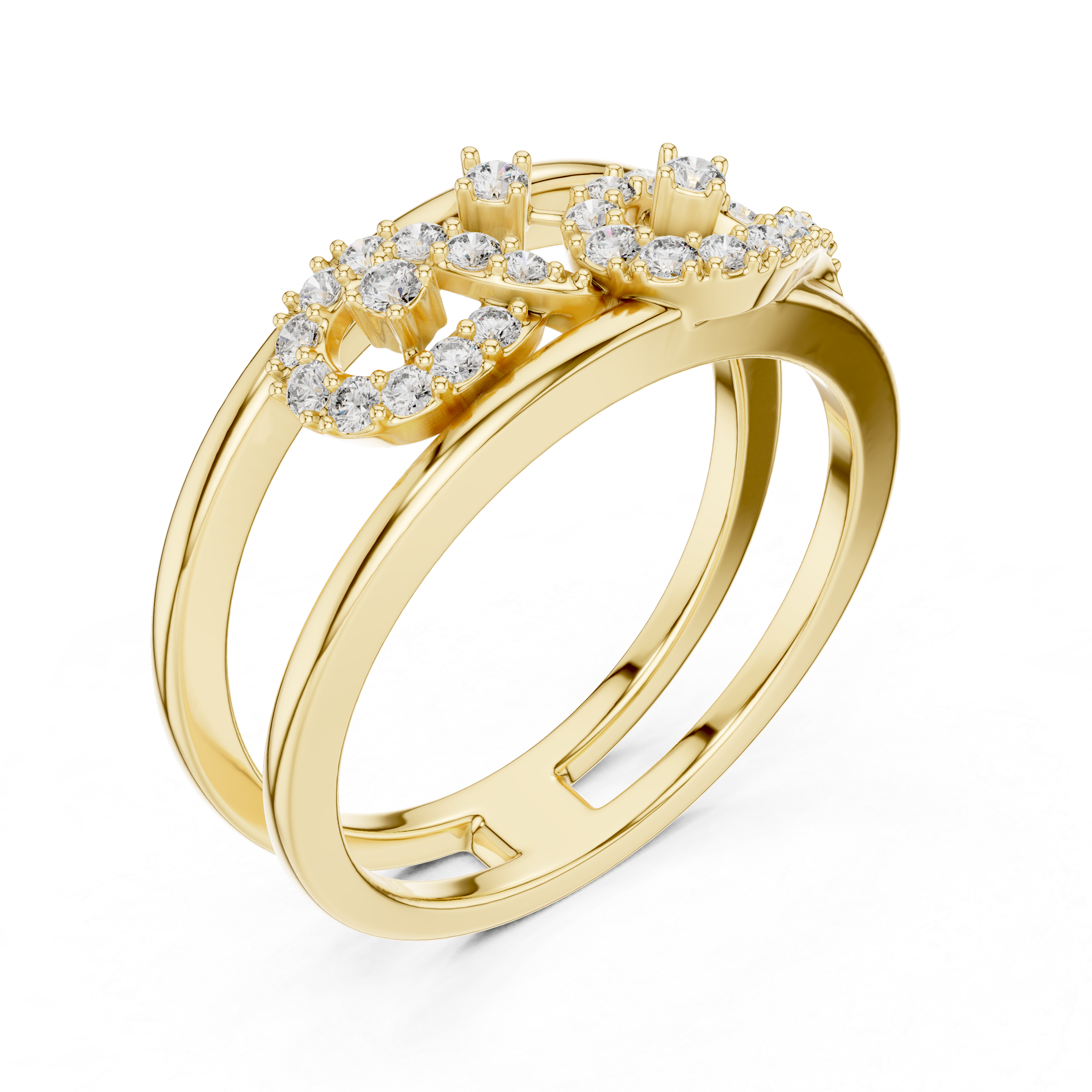 925 Silver Moissanite Geometric Infinity Double-Band Ring 14K Gold Plated