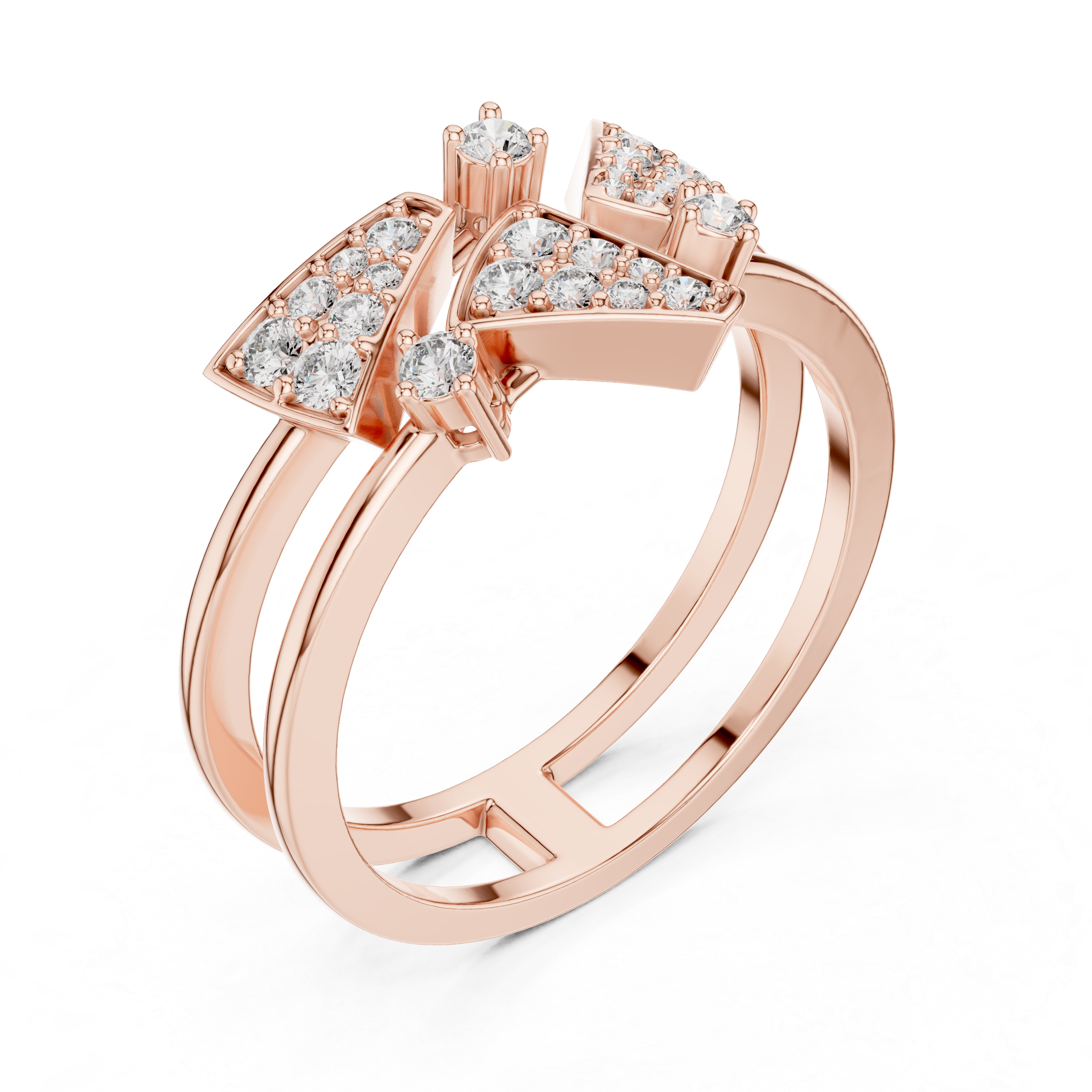 925 Silver Moissanite Geometric Asymmetrical Statement Ring 14K Gold Plated