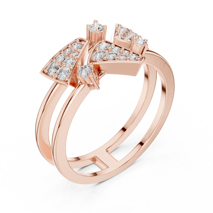 925 Silver Moissanite Geometric Asymmetrical Statement Ring 14K Gold Plated