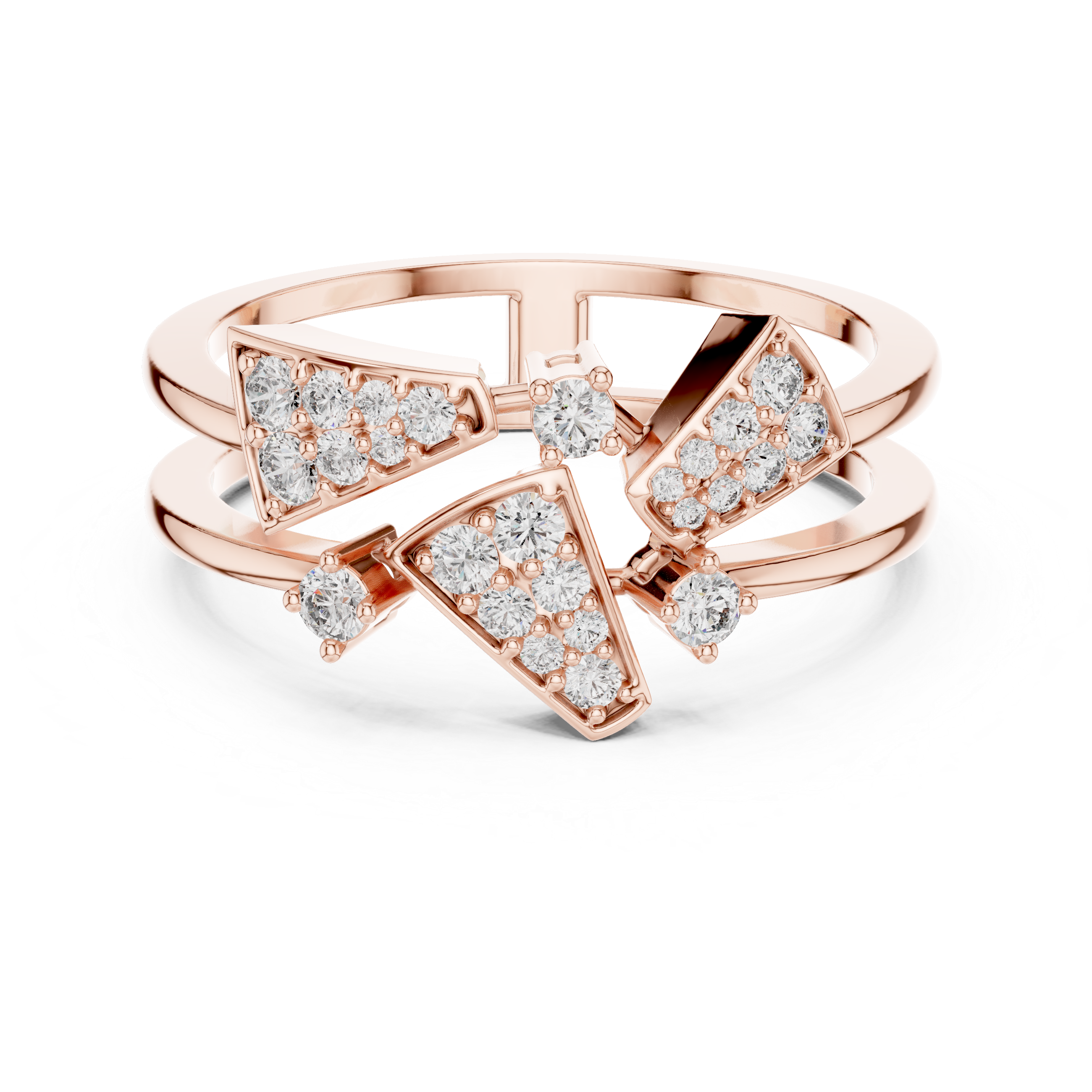 925 Silver Moissanite Geometric Asymmetrical Statement Ring 14K Gold Plated