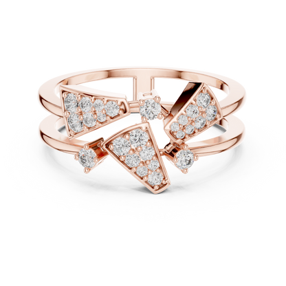 925 Silver Moissanite Geometric Asymmetrical Statement Ring 14K Gold Plated