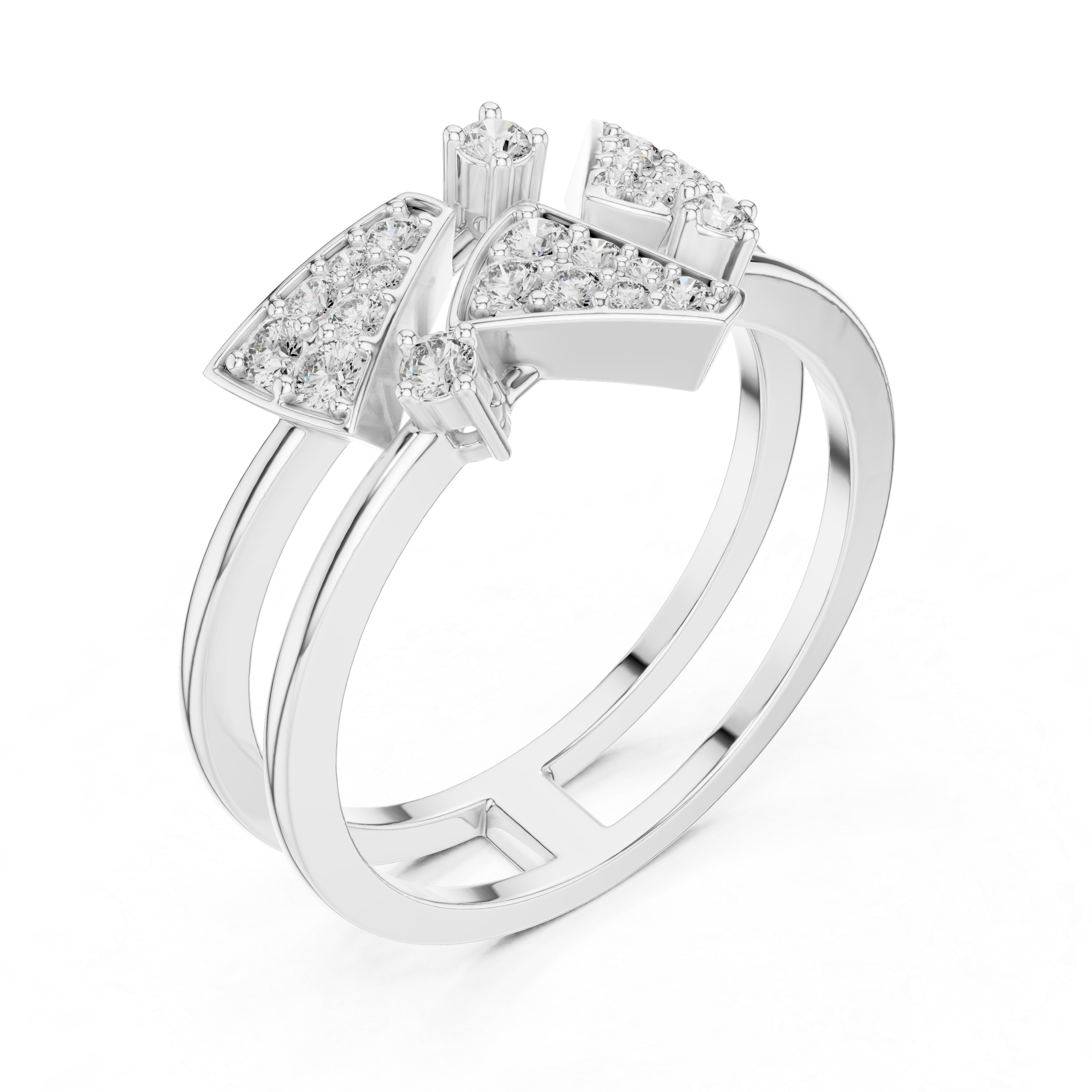 925 Silver Moissanite Geometric Asymmetrical Statement Ring 14K Gold Plated