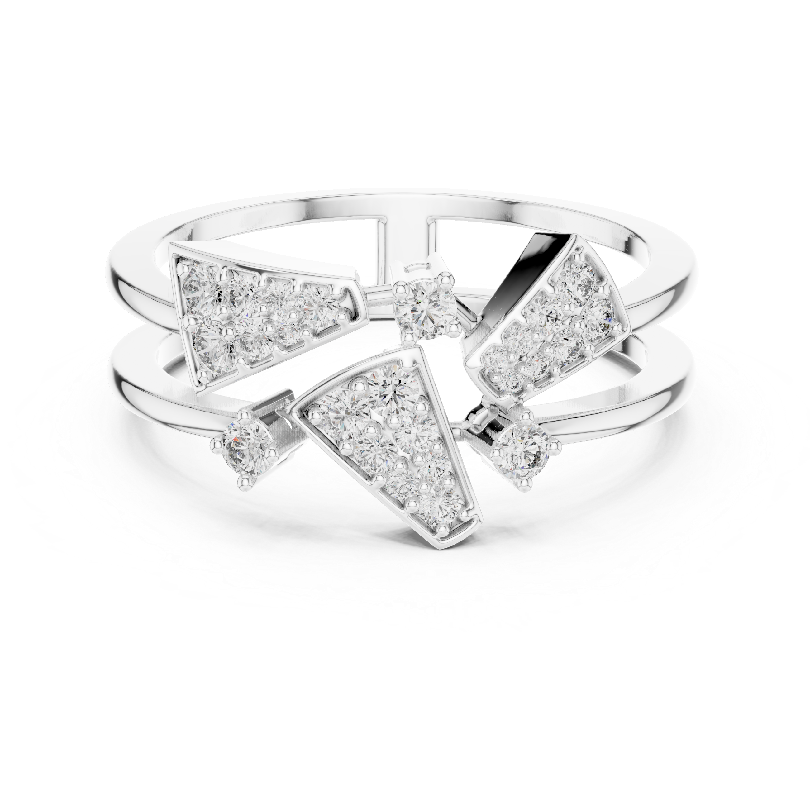 925 Silver Moissanite Geometric Asymmetrical Statement Ring 14K Gold Plated