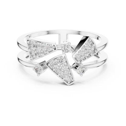 925 Silver Moissanite Geometric Asymmetrical Statement Ring 14K Gold Plated
