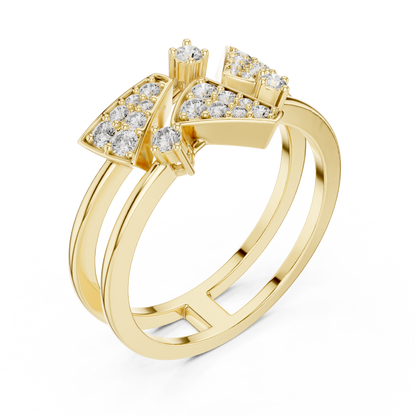 925 Silver Moissanite Geometric Asymmetrical Statement Ring 14K Gold Plated