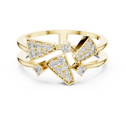925 Silver Moissanite Geometric Asymmetrical Statement Ring 14K Gold Plated