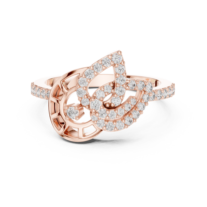 925 Silver Moissanite Devotional Lord Ganesh Ring 14K Gold Plated