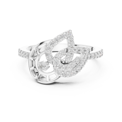 925 Silver Moissanite Devotional Lord Ganesh Ring 14K Gold Plated