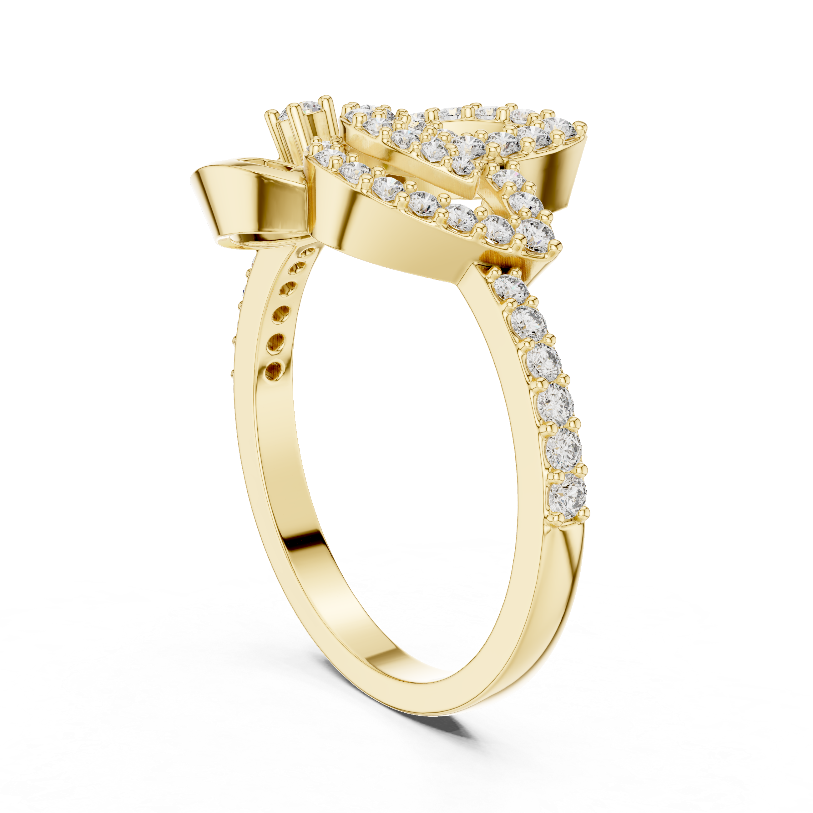 925 Silver Moissanite Devotional Lord Ganesh Ring 14K Gold Plated