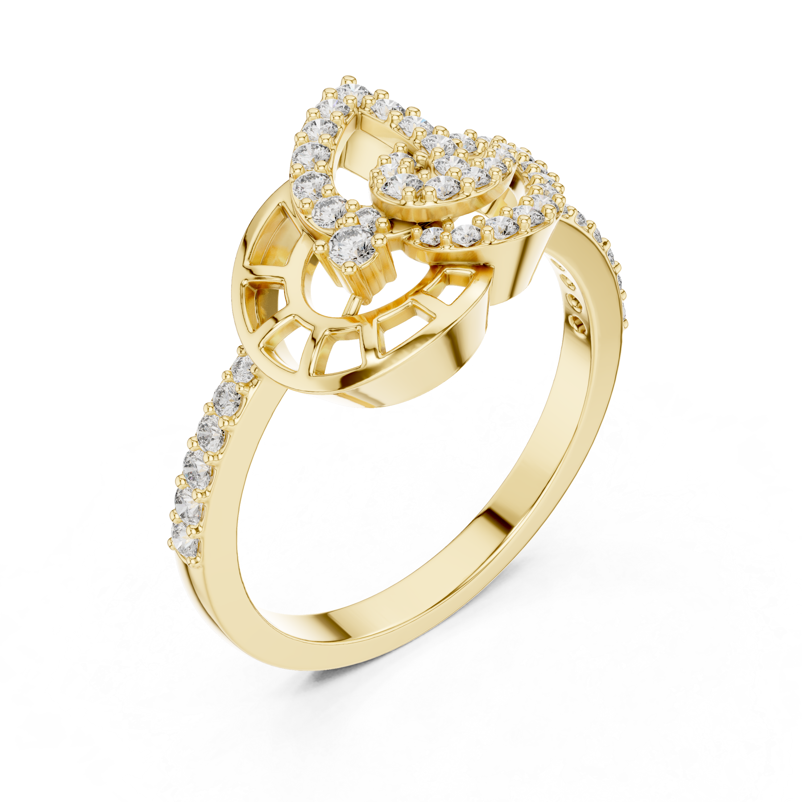 925 Silver Moissanite Devotional Lord Ganesh Ring 14K Gold Plated