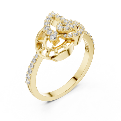 925 Silver Moissanite Devotional Lord Ganesh Ring 14K Gold Plated