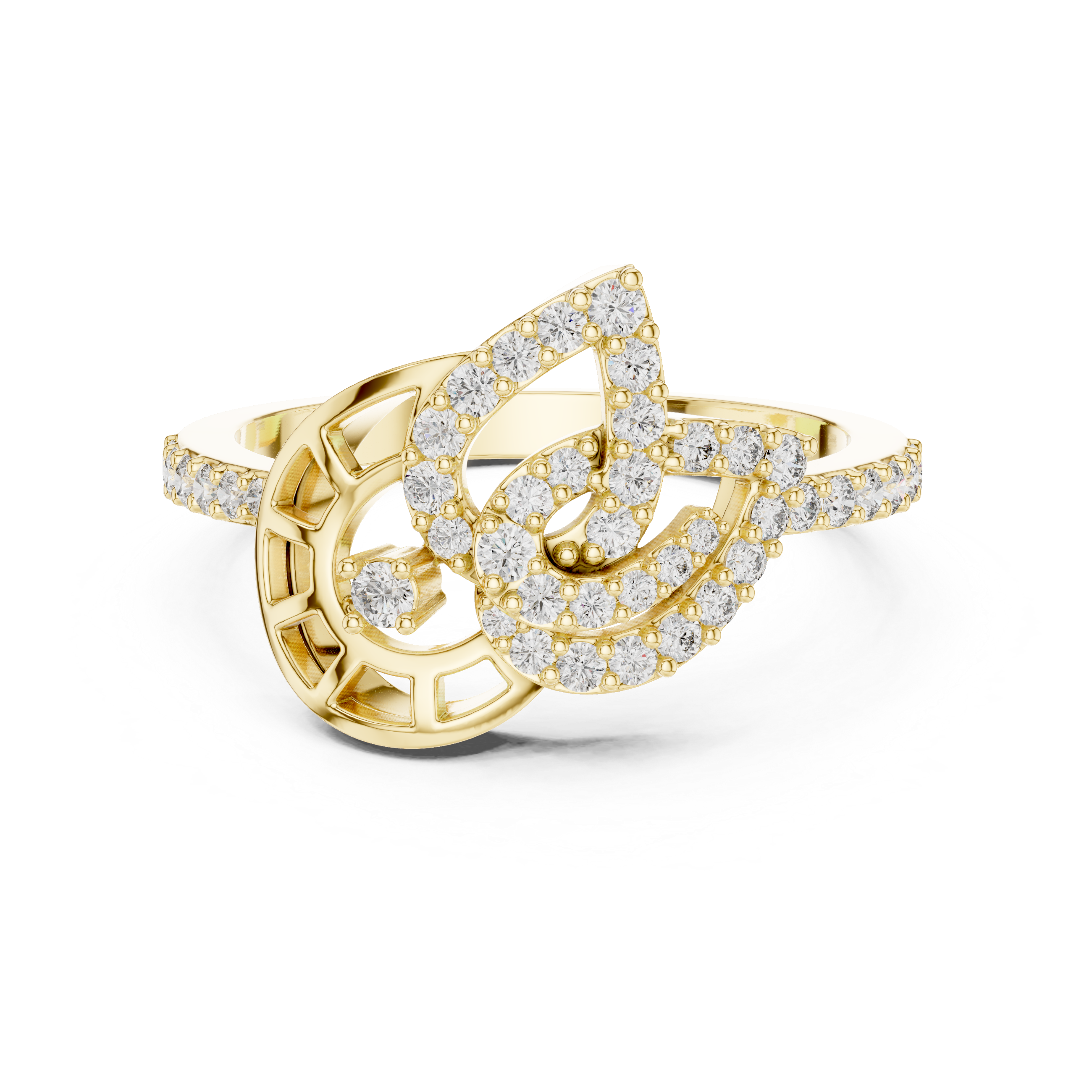 925 Silver Moissanite Devotional Lord Ganesh Ring 14K Gold Plated