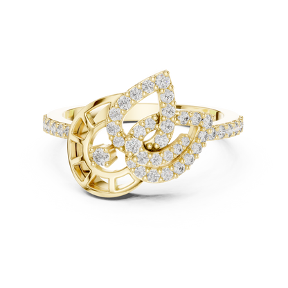 925 Silver Moissanite Devotional Lord Ganesh Ring 14K Gold Plated