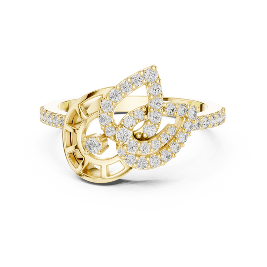 925 Silver Moissanite Devotional Lord Ganesh Ring 14K Gold Plated