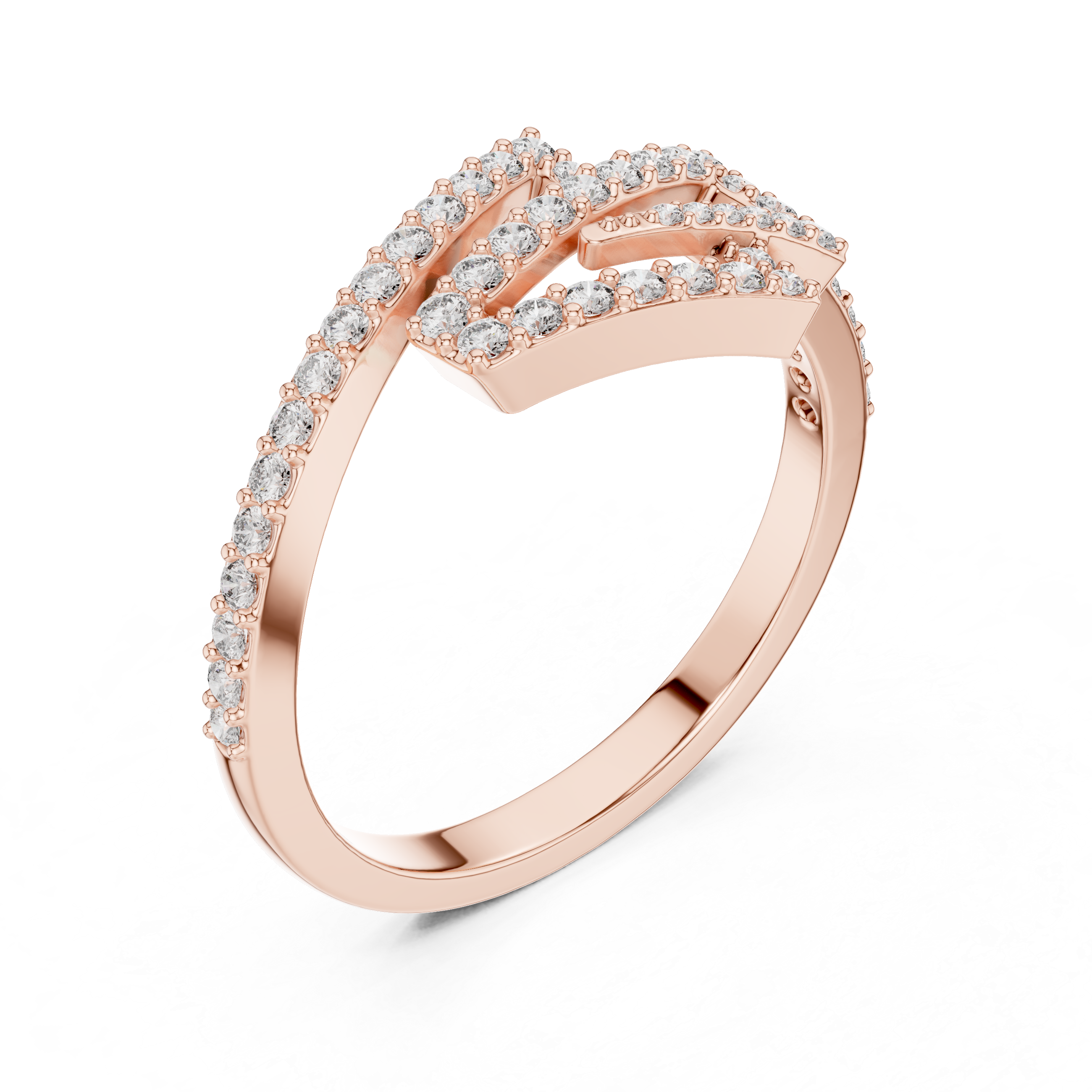 925 Silver Moissanite Geometric Zig-Zag Wrap Ring 14K Gold Plated