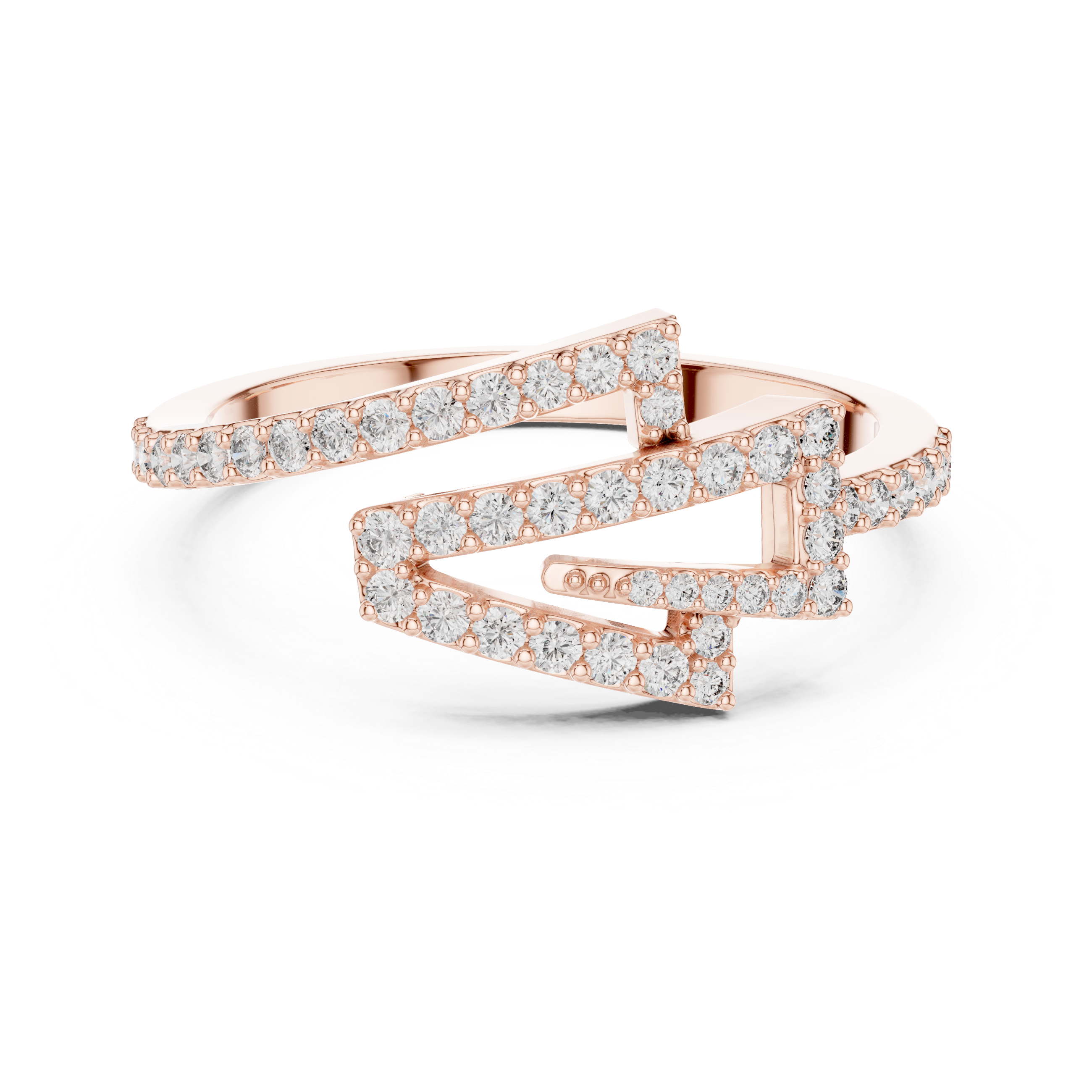 925 Silver Moissanite Geometric Zig-Zag Wrap Ring 14K Gold Plated