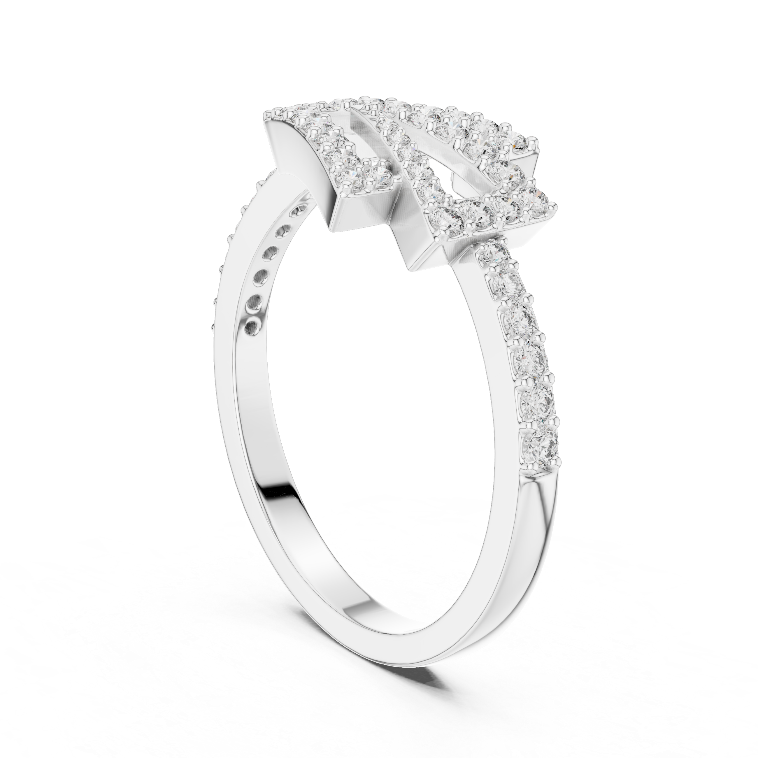 925 Silver Moissanite Geometric Zig-Zag Wrap Ring 14K Gold Plated