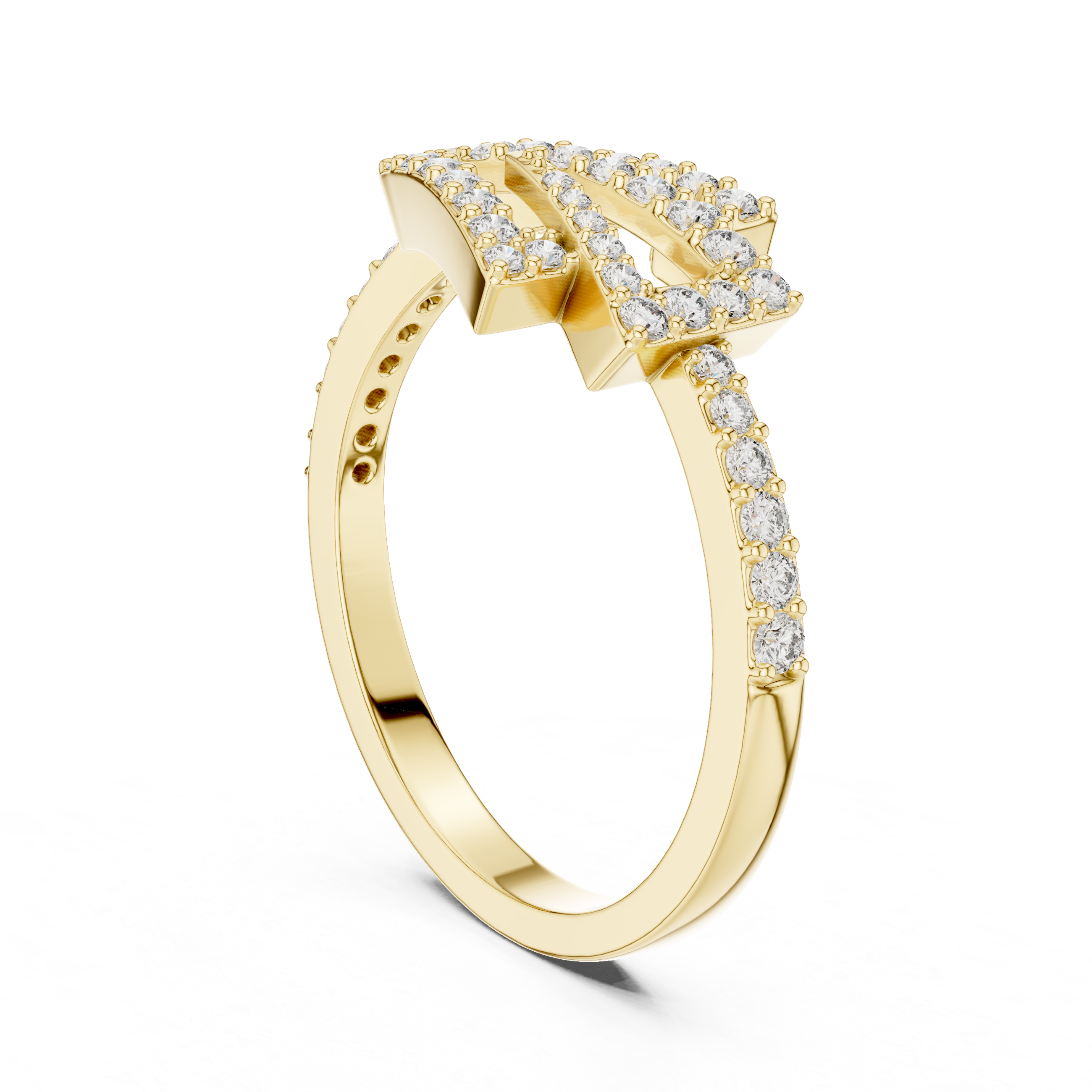 925 Silver Moissanite Geometric Zig-Zag Wrap Ring 14K Gold Plated