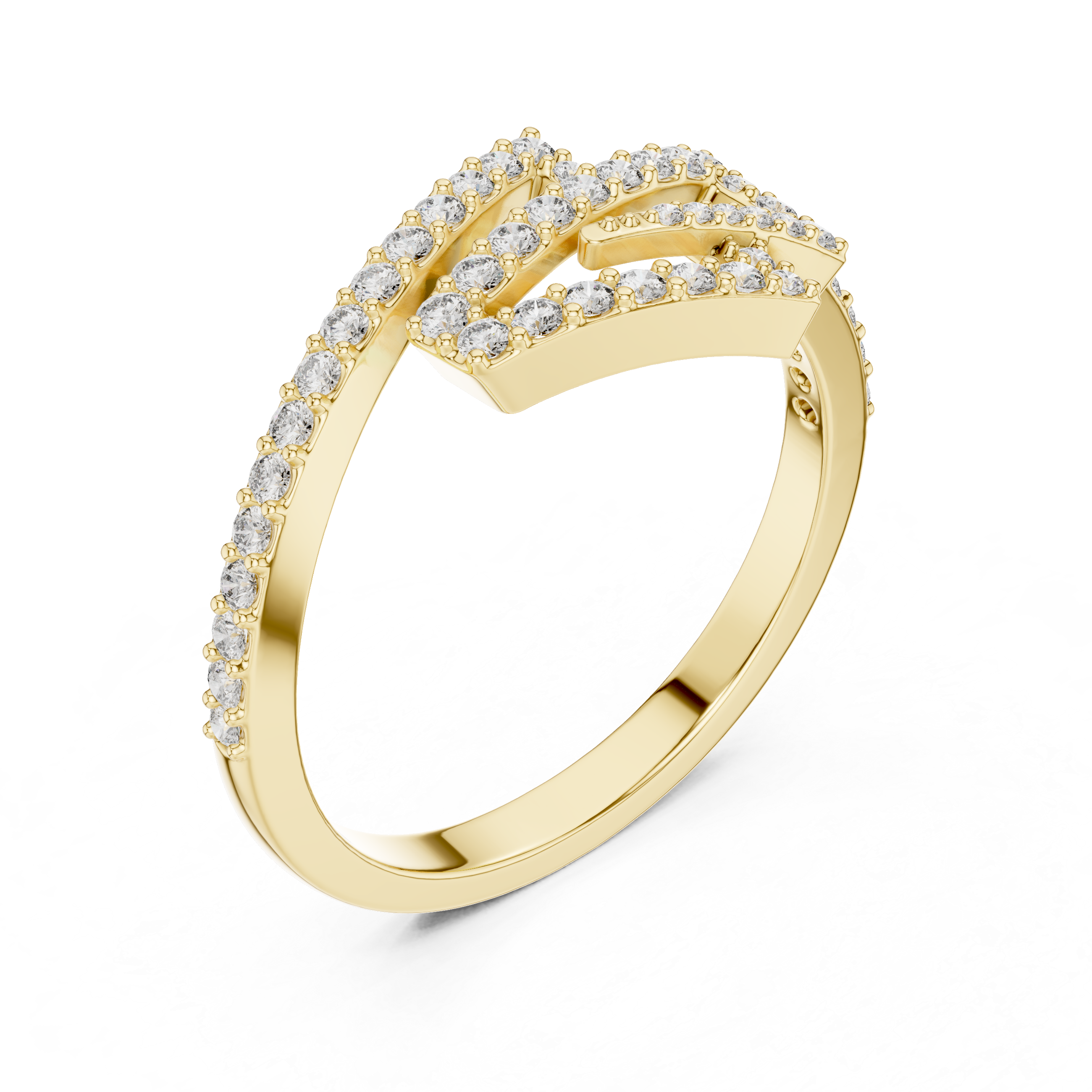 925 Silver Moissanite Geometric Zig-Zag Wrap Ring 14K Gold Plated