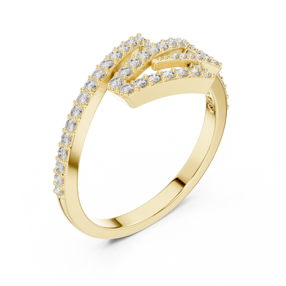 925 Silver Moissanite Geometric Zig-Zag Wrap Ring 14K Gold Plated