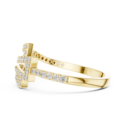 925 Silver Moissanite Geometric Zig-Zag Wrap Ring 14K Gold Plated